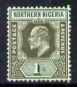 Northern Nigeria 1910-11 KE7 MCA 1s black on green mounted mint SG 36