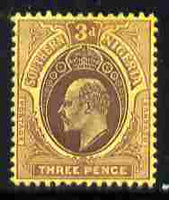 Southern Nigeria 1907-11 KE7 MCA 3d purple on yellow mounted mint SG 37