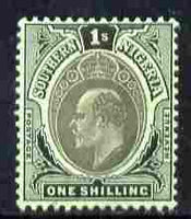 Southern Nigeria 1907-11 KE7 MCA 1s black on green mounted mint SG 40