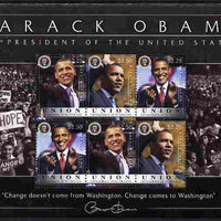 St Vincent - Union Island 2009 Inauguration of Pres Barack Obama perf sheetlet of 6 unmounted mint