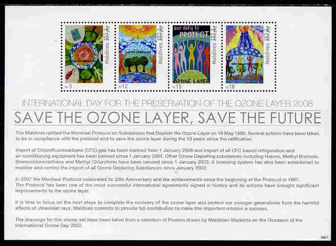 Maldive Islands 2008 International Day for the Preservation of the Ozone Layer perf sheetlet of 4,unmounted mint, SG MS4175