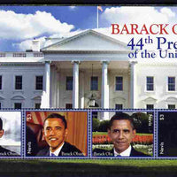 Nevis 2009 Inauguration of Pres Barack Obama perf sheetlet of 4 unmounted mint, SG MS2126