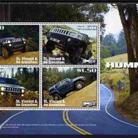 St Vincent 2008 Hummer H3 perf sheetlet of 4 unmounted mint, SG 5705a