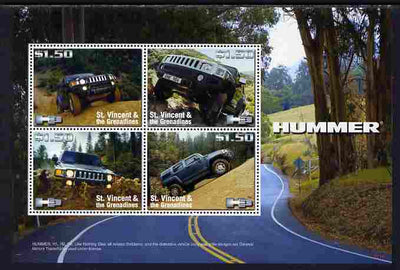 St Vincent 2008 Hummer H3 perf sheetlet of 4 unmounted mint, SG 5705a