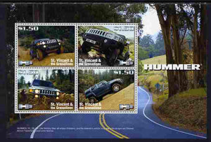 St Vincent 2008 Hummer H3 perf sheetlet of 4 unmounted mint, SG 5705a