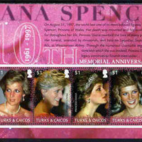 Turks & Caicos Islands 2007 10th Death Anniv of Diana, Princess of Wales perf sheetlet of 4 unmounted mint, SG 1882a