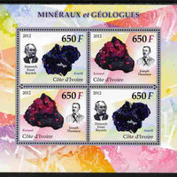 Ivory Coast 2012 Minerals & Geologists perf sheetlet containing 4 values unmounted mint