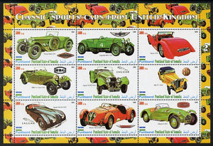 Puntland State of Somalia 2010 Classic Sports Cars of United Kingdom #1 perf sheetlet containing 9 values unmounted mint