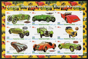 Puntland State of Somalia 2010 Classic Sports Cars of United Kingdom #1 imperf sheetlet containing 9 values unmounted mint