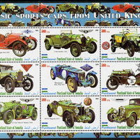 Puntland State of Somalia 2010 Classic Sports Cars of United Kingdom #2 perf sheetlet containing 9 values unmounted mint