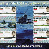 Somaliland 2011 Russian Submarines of Second World War #1 perf sheetlet containing 6 values unmounted mint