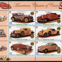 Puntland State of Somalia 2010 Classic Cars of America #1 perf sheetlet containing 6 values with Lions Int Logo unmounted mint