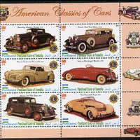 Puntland State of Somalia 2010 Classic Cars of America #2 perf sheetlet containing 6 values with Lions Int Logo unmounted mint