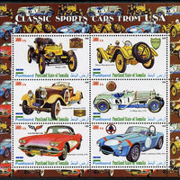 Puntland State of Somalia 2010 Classic Sports Cars of USA perf sheetlet containing 6 values unmounted mint