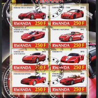 Rwanda 2012 Ferrari perf sheetlet containing 8 values fine cto used