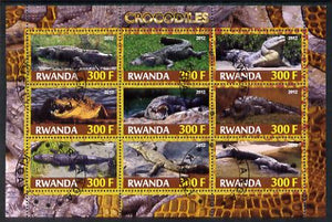 Rwanda 2012 Crocodiles perf sheetlet containing 9 values fine cto used