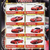 Rwanda 2012 Ferrari perf sheetlet containing 8 values unmounted mint