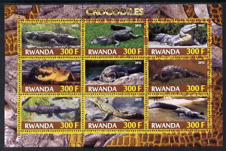 Rwanda 2012 Crocodiles perf sheetlet containing 9 values unmounted mint