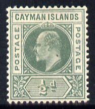 Cayman Islands 1905 KE7 MCA (Postage) 1/2d green mounted mint SG 8