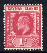 Cayman Islands 1907-09 KE7 MCA (Postage & Revenue) 1d carmine mounted mint SG 26