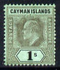 Cayman Islands 1907-09 KE7 MCA (Postage & Revenue) 1s black on green mounted mint SG 31