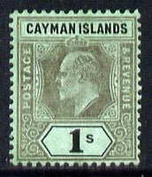 Cayman Islands 1907-09 KE7 MCA (Postage & Revenue) 1s black on green mounted mint SG 31