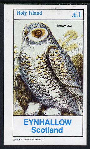 Eynhallow 1982 Snowy Owl imperf souvenir sheet (£1 value) unmounted mint