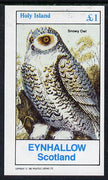 Eynhallow 1982 Snowy Owl imperf souvenir sheet (£1 value) unmounted mint