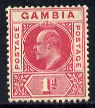 Gambia 1904-06 KE7 MCA 1d carmine mounted mint SG 58