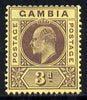 Gambia 1909 KE7 MCA 3d purple on yellow mounted mint SG 75