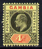 Gambia 1909 KE7 MCA 4d black & red on yellow mounted mint SG 76