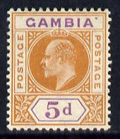 Gambia 1909 KE7 MCA 5d orange & purple mounted mint SG 77