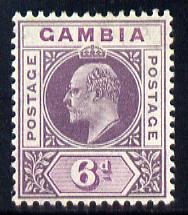 Gambia 1909 KE7 MCA 6d dull & bright purple mounted mint SG 78