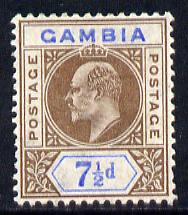 Gambia 1909 KE7 MCA 7.5d brown & blue mounted mint SG 79