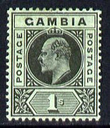 Gambia 1909 KE7 MCA 1s black on green,mounted mint SG 81