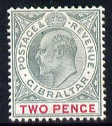 Gibraltar 1903 KE7 Crown CA 2d grey-green & carmine mounted mint SG 48