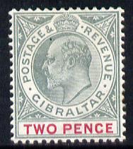 Gibraltar 1903 KE7 Crown CA 2d grey-green & carmine mounted mint SG 48