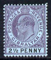 Gibraltar 1903 KE7 Crown CA 2.5d dull purple & black on blue mounted mint SG 49