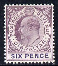 Gibraltar 1903 KE7 Crown CA 6d dull purple & violet mounted mint SG 50