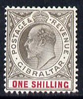 Gibraltar 1903 KE7 Crown CA 1s black & carmine mounted mint SG 51