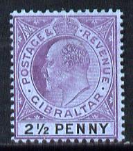 Gibraltar 1904-08 KE7 MCA 2.5d purple & black on blue mounted mint SG 59