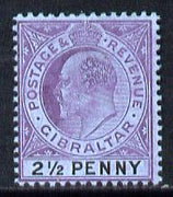 Gibraltar 1904-08 KE7 MCA 2.5d purple & black on blue mounted mint SG 59