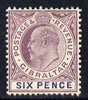 Gibraltar 1904-08 KE7 MCA 6d dull purple & violet mounted mint SG 60/a