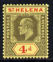 St Helena 1908-11 KE7 Key Plate 4d black & red on yellow mounted mint SG66a