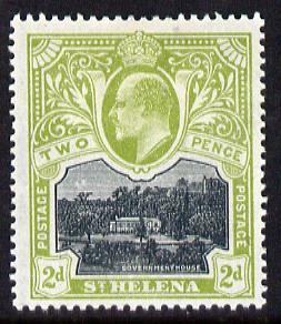 St Helena 1903 KE7 Pictorial 2d black & sage-green mounted mint SG57