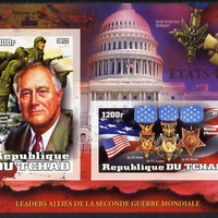 Chad 2012 Leaders of the Allies in Second World War - Franklin D Roosevelt (USA) imperf sheetlet containing 2 values unmounted mint