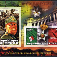 Chad 2012 Leaders of the Second World War - Benito Mussolini (Italy) imperf sheetlet containing 2 values unmounted mint