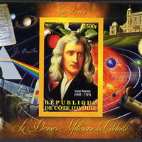 Ivory Coast 2012 Personalities of the Last Millennium #04 imperf sheetlet containing 1 value unmounted mint (Isaac Newton)