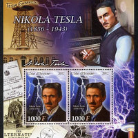 Ivory Coast 2012 Nikola Tesla perf sheetlet containing 2 values unmounted mint