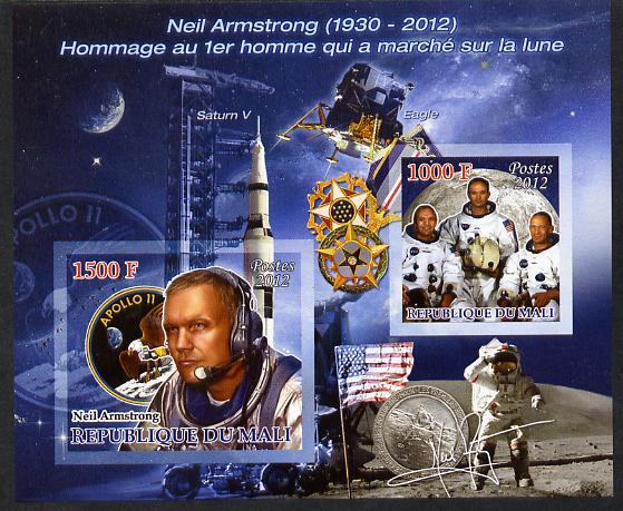 Mali 2012 Neil Armstrong imperf sheetlet containing 2 values unmounted mint